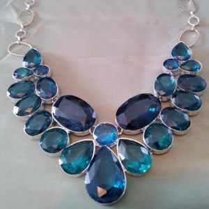 Large Deep Blue Glass Stone Necklace